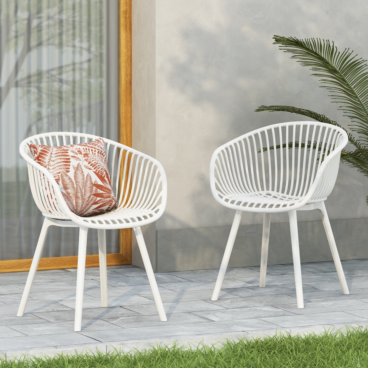 Modern Mykonos Outdoor Dining Chairs Set of 2