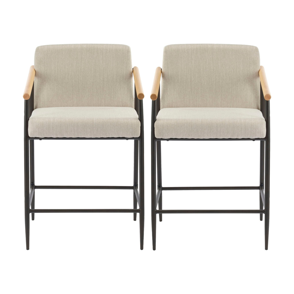 Mid Century Modern Counter Stool Set With Iron Frame