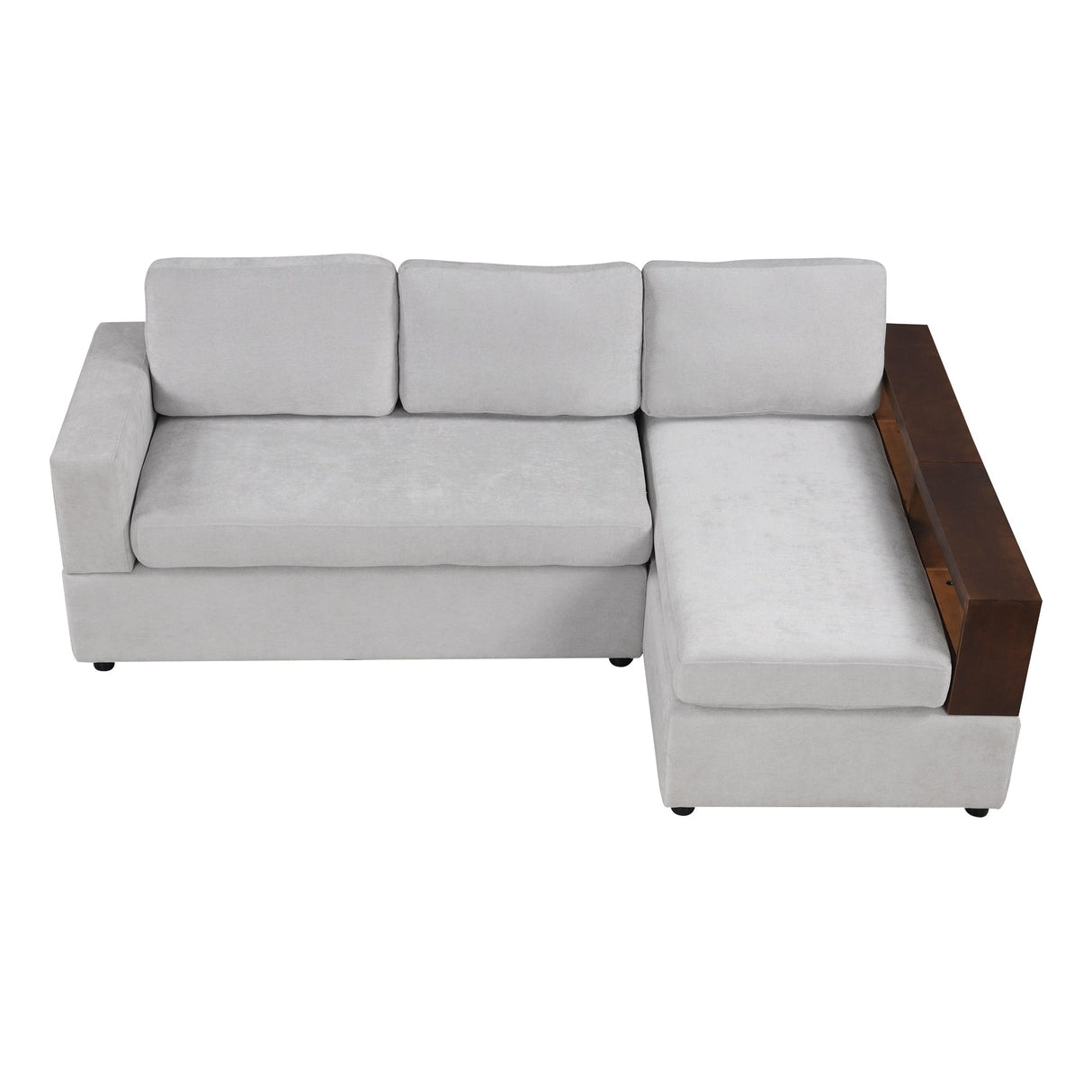 87.4' Sectional Sofa with Reversible Armrests Gray Chenille Upholstery
