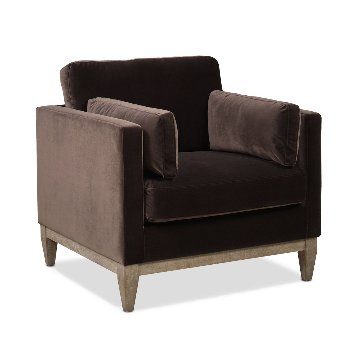 Knox 36" Modern Farmhouse Arm Chair, Deep Brown Performance Velvet