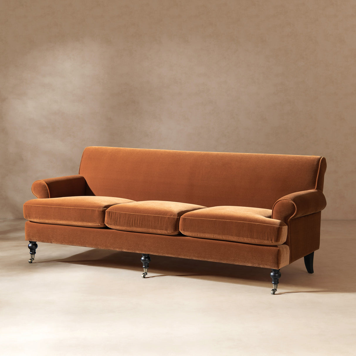 Alana Lawson Three-Cushion Tight Back Sofa, Burnt Orange Performance Velvet