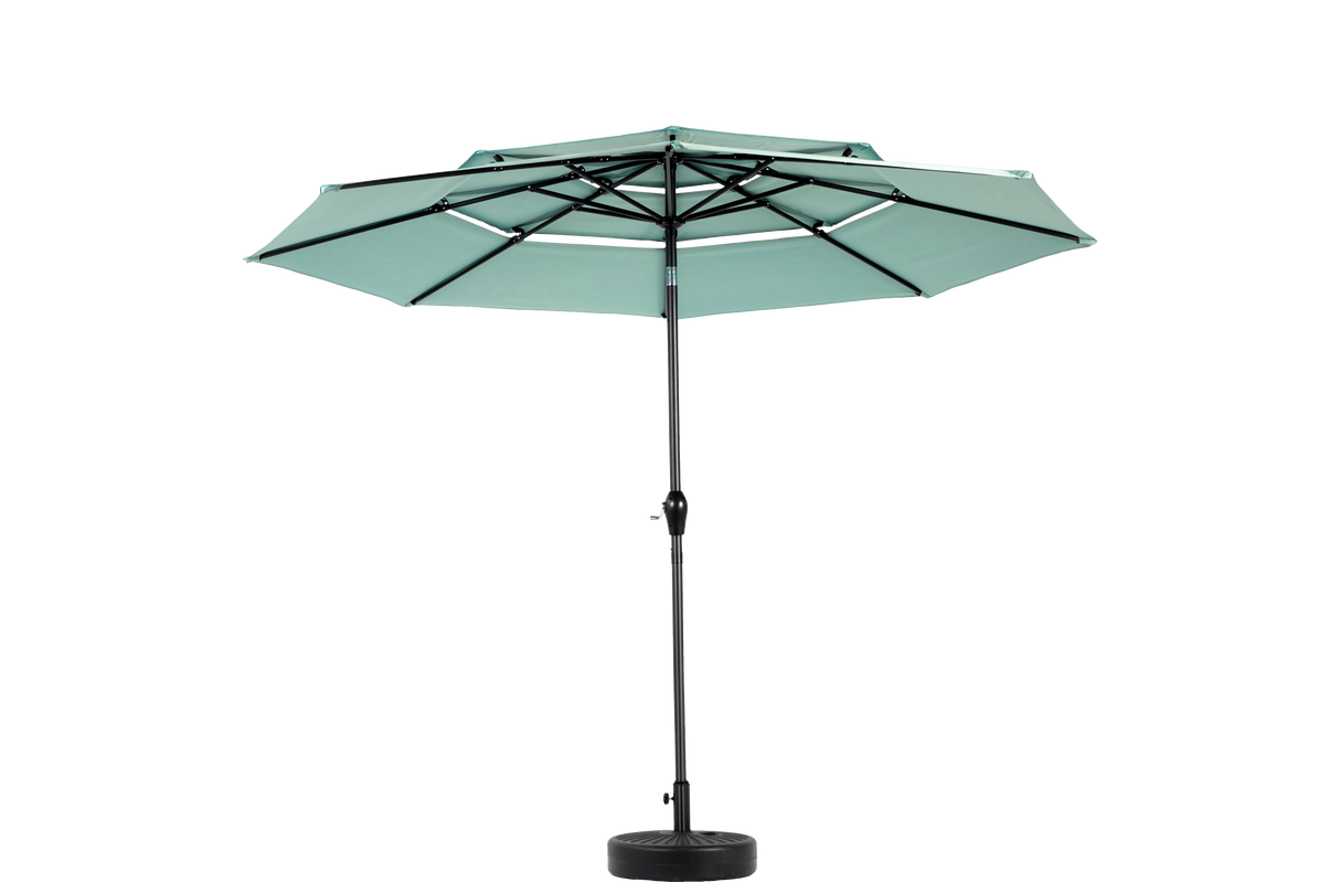 Aluminium 10ft 3 Tier Auto-Tilt Outdoor Patio Umbrella - Light Green