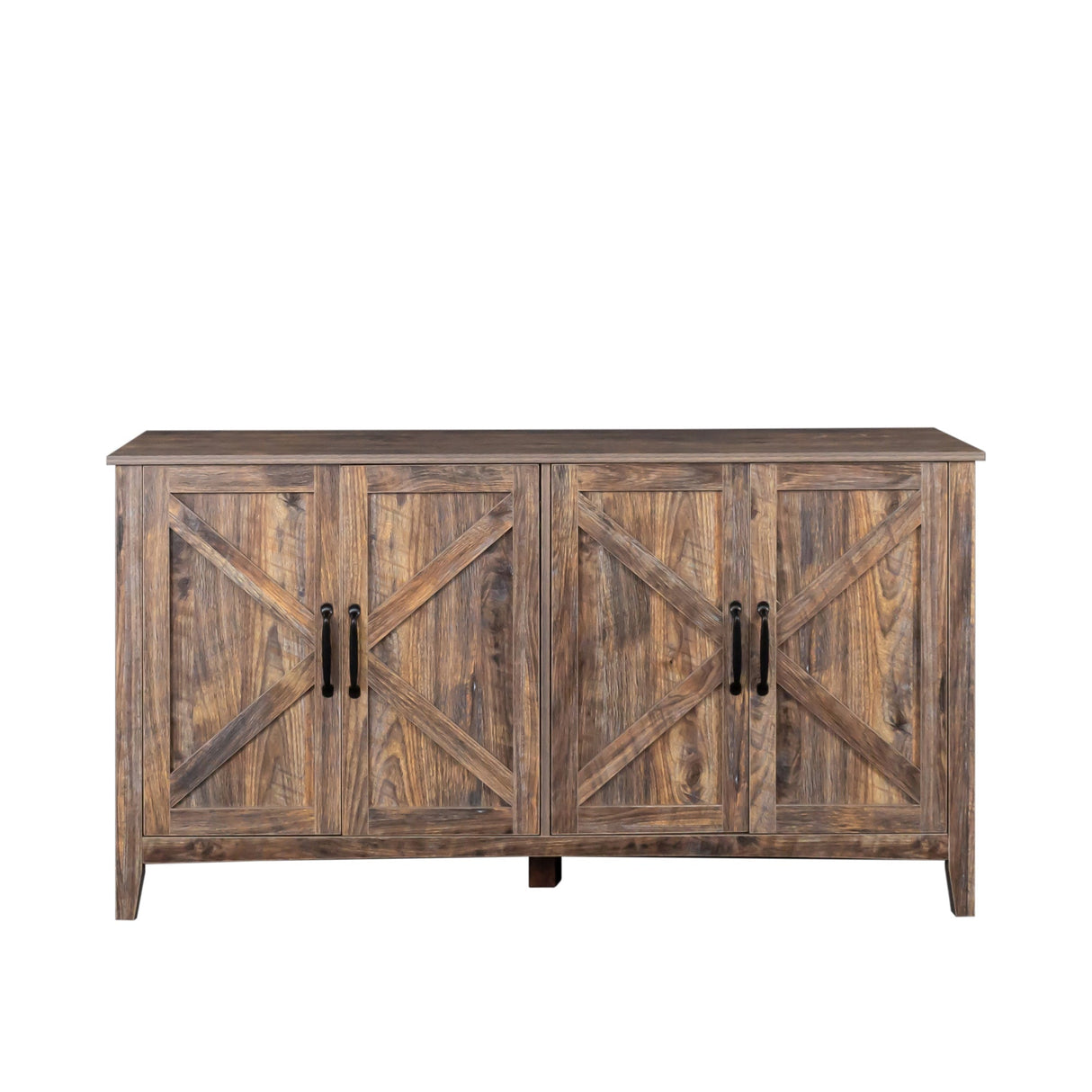 Cabinet with 4 Doors and 4 Open Shelves Freestanding Sideboard