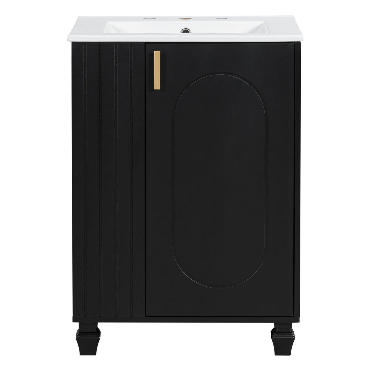 Classic Retro Bathroom Vanity With Sink, Door Shelf, Side Open Storage Frame