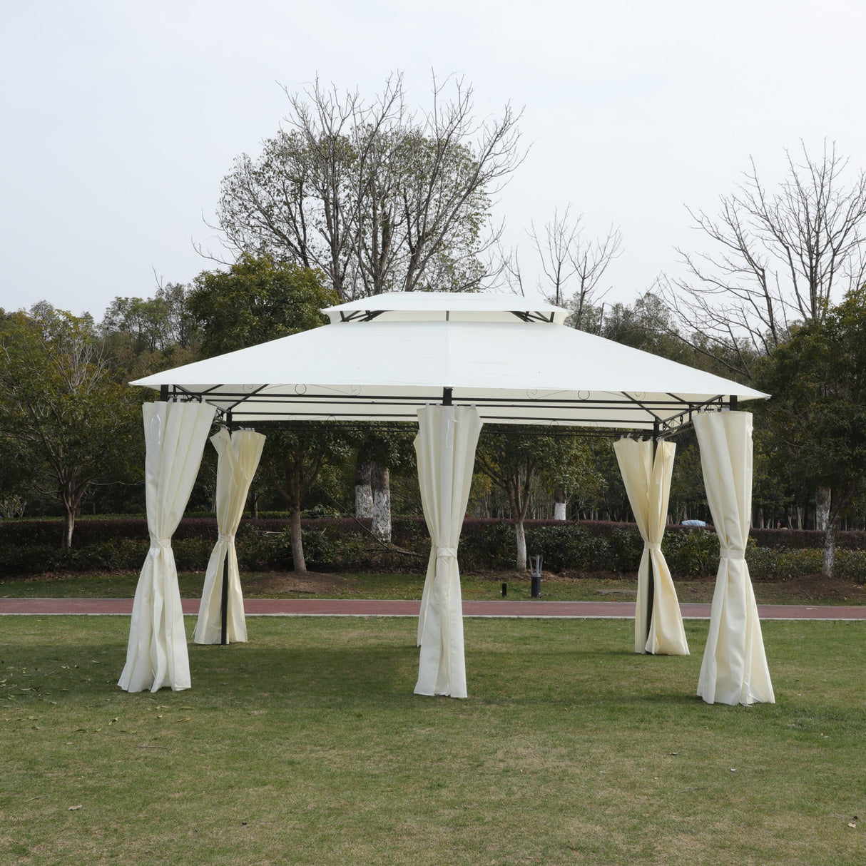 13x10 Outdoor Patio Gazebo Tent with Ventilated Double Roof and Sidewalls