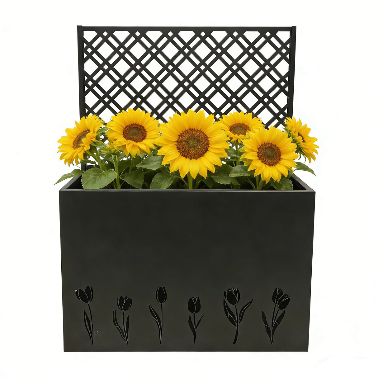 Tall Metal Planter with Trellis