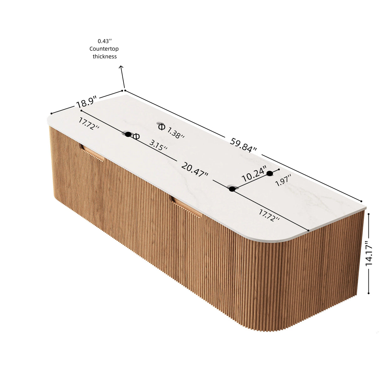 DINA 60'' Wall Mounted Cabinet with Carrara
