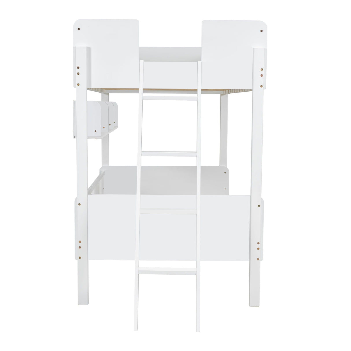 Bunk Bed With 3 Storage Shelves, Adjustable Ladder Left Or Right