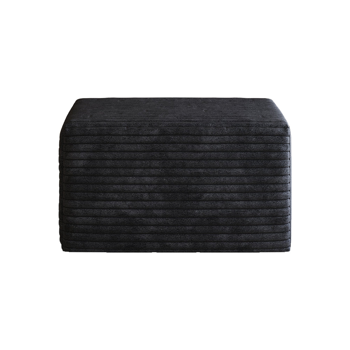 Black Plush Corduroy Sofa Ottoman - No Assembly Required
