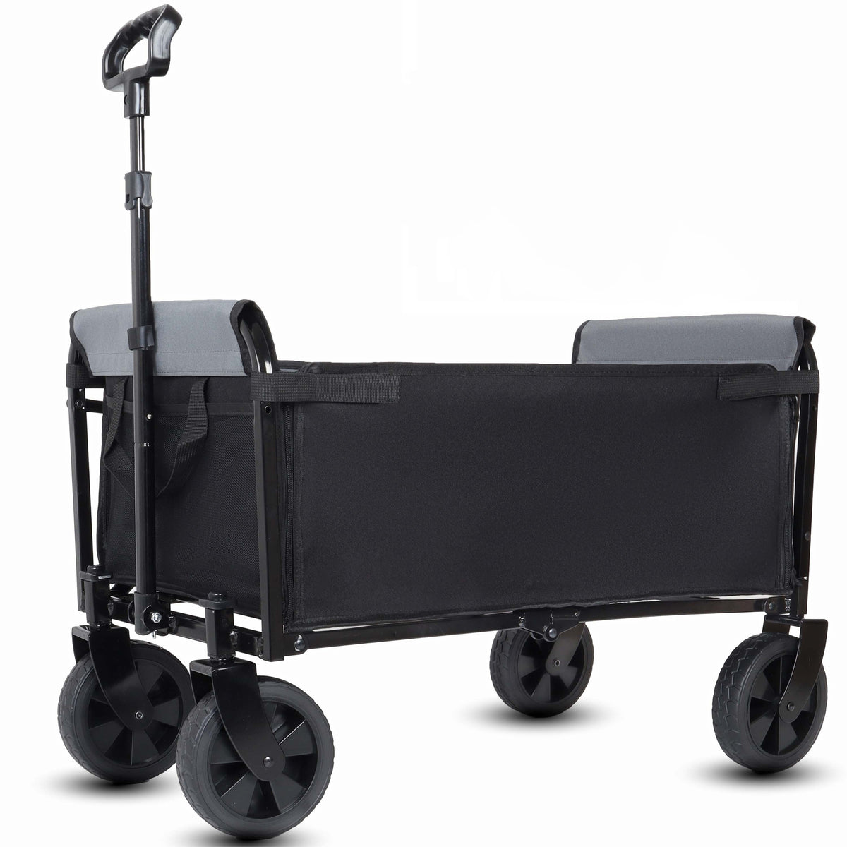 Collapsible Wagon with Wheels - 3 in 1 Lightweight Utility Camping Wagons Carts Foldable (Black)