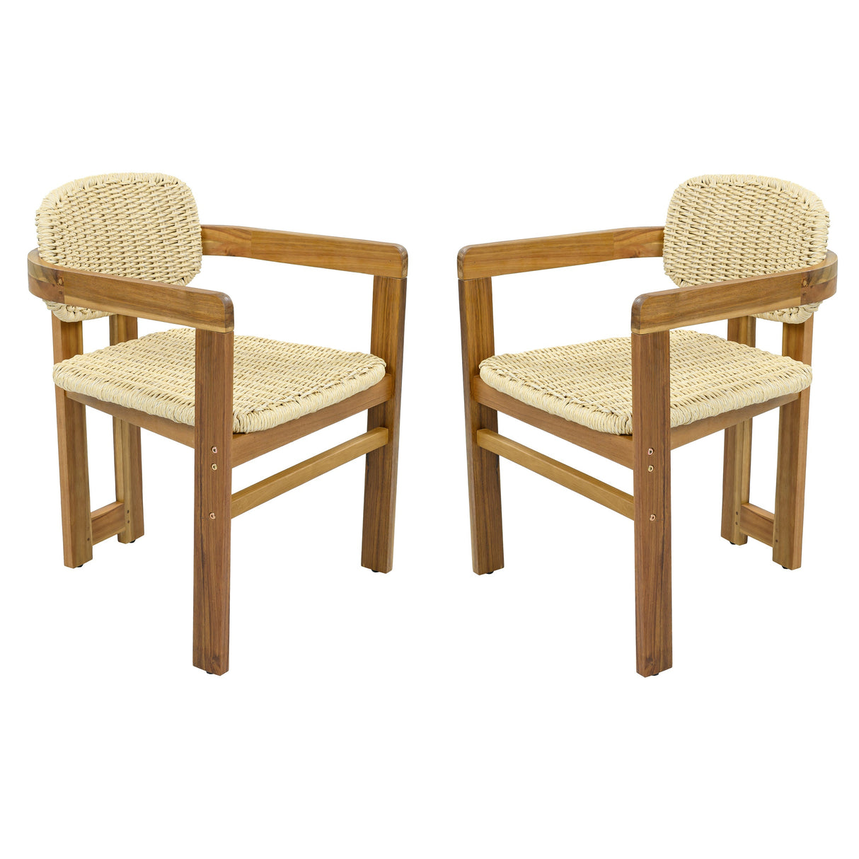 Outdoor Woven Rattan Chair Set - Two Accent Chairs