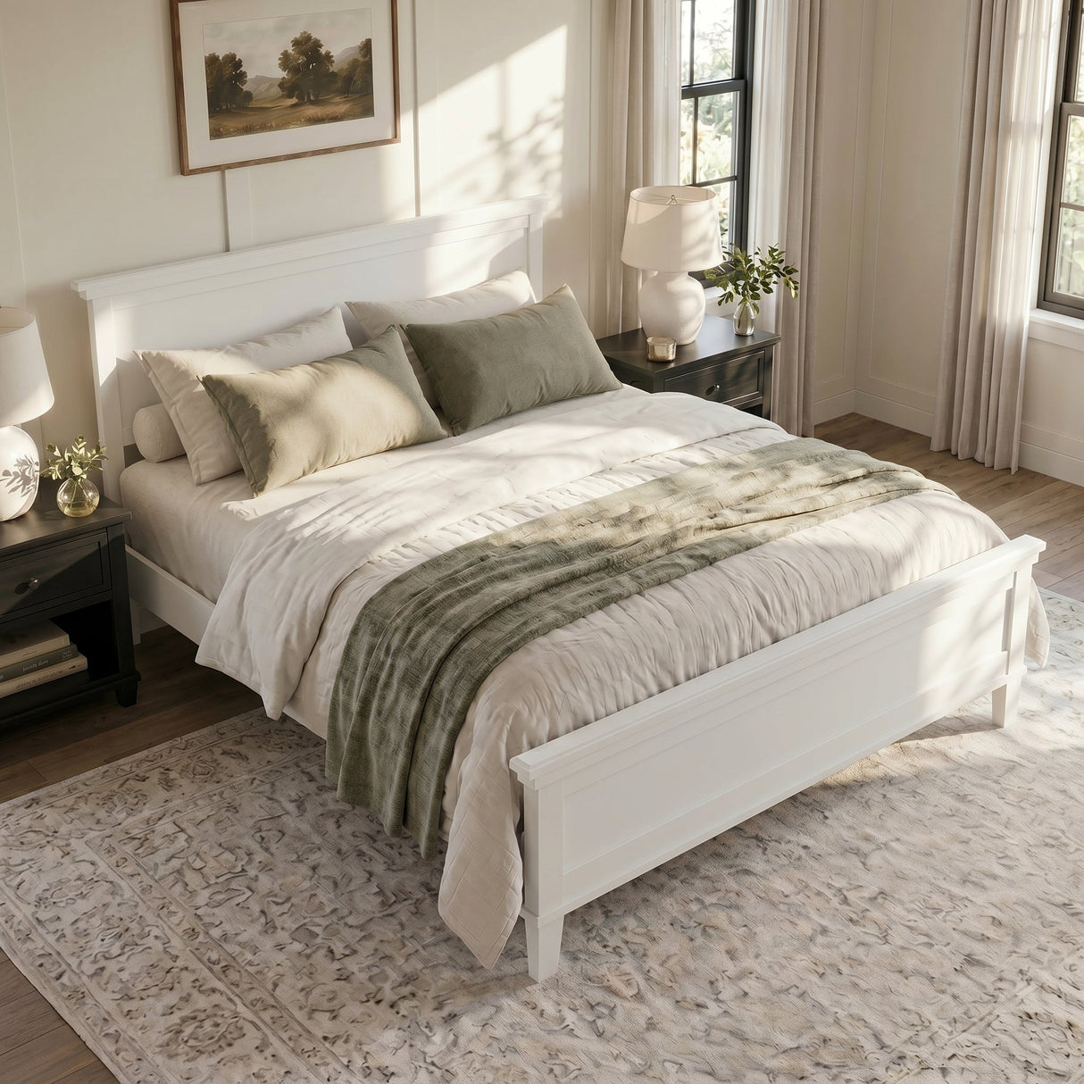 Mid-Century Modern Wood Platform Bed