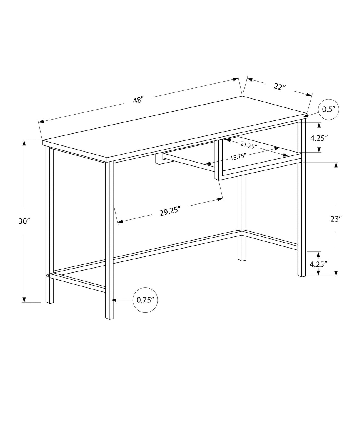 Computer Desk For Home Office, Compact Modern Design, Contemporary & Modern
