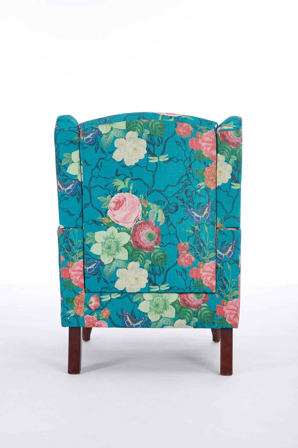 Modern Accent Chair with Retro Wood Legs - Floral