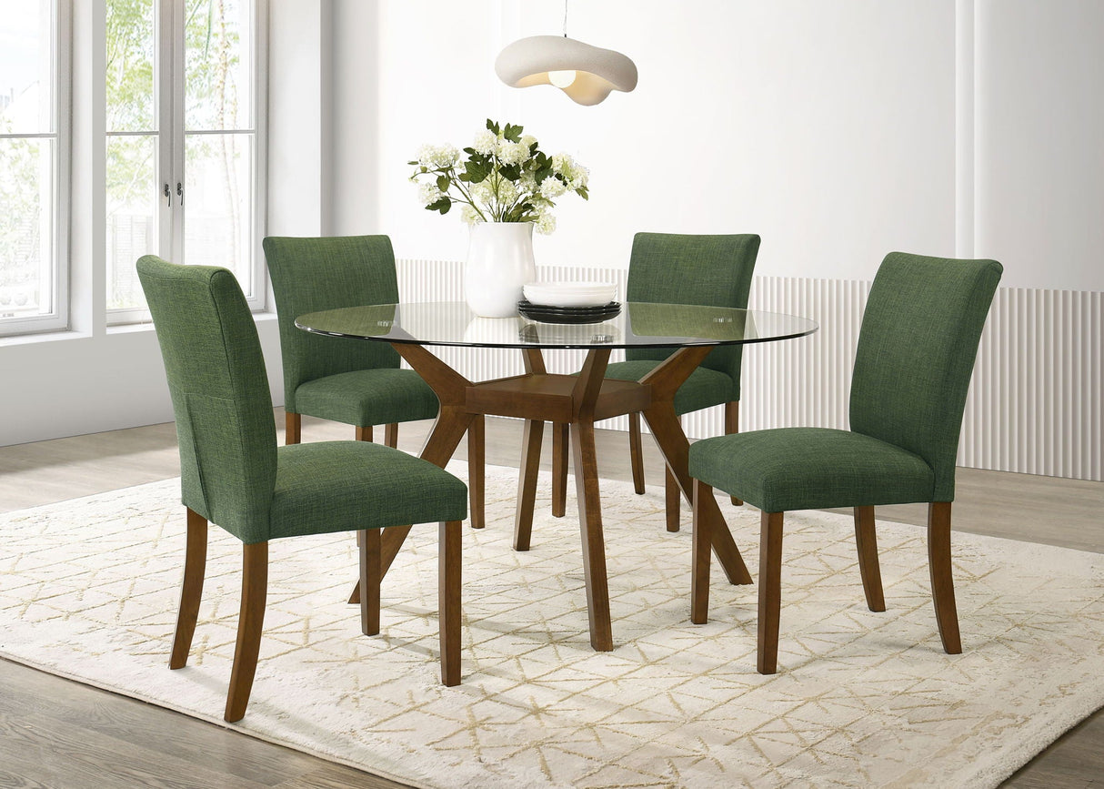 Paxton Round 48-inch Glass Top Wood Dining Table Brown