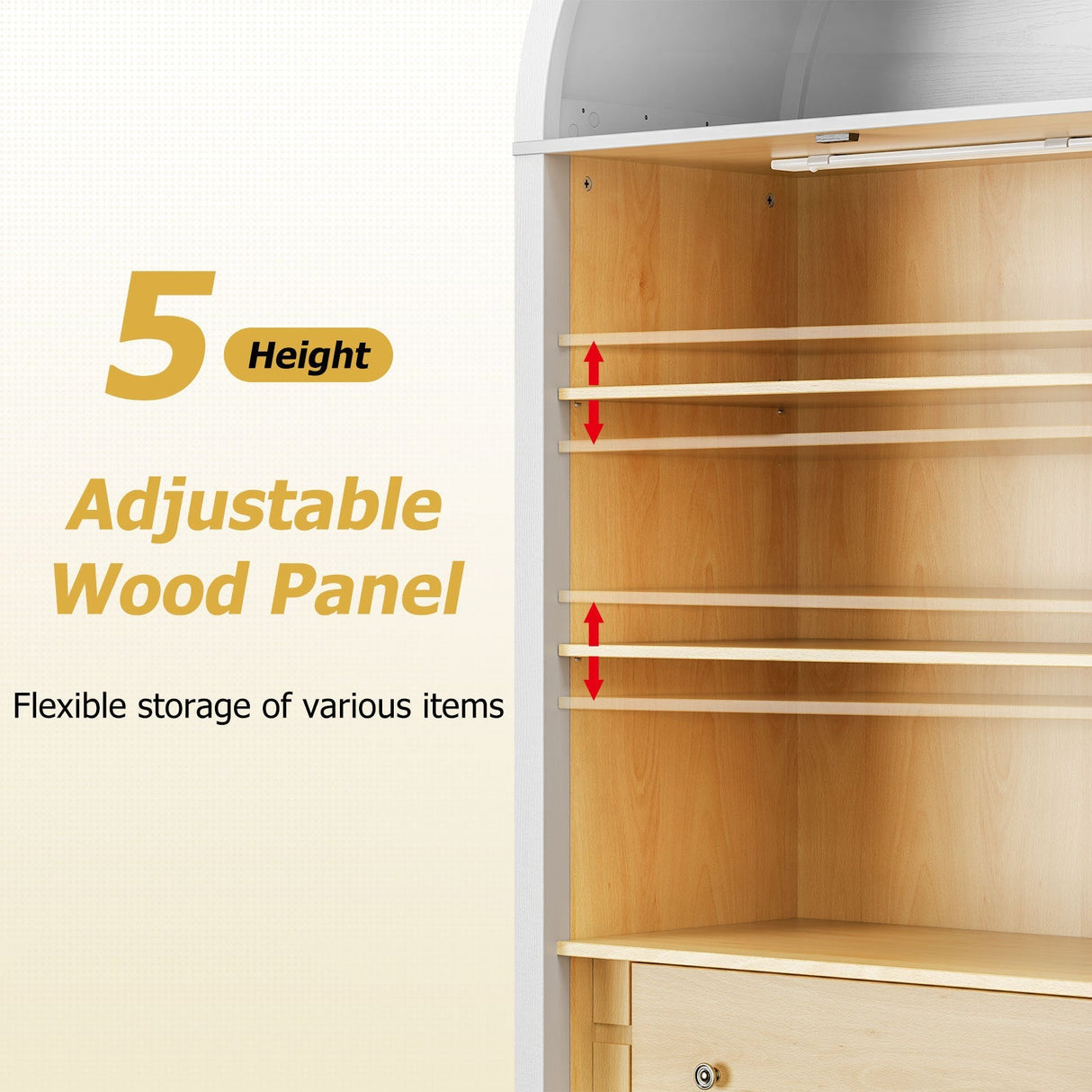 Modern Arched Cabinet with Glass Doors and Auto Sensor Light