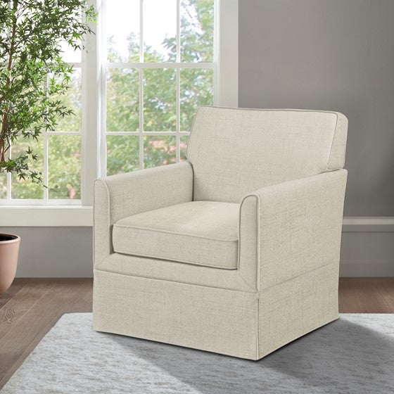 Upholstered Accent Chair with Skirted Base and Wood Frame