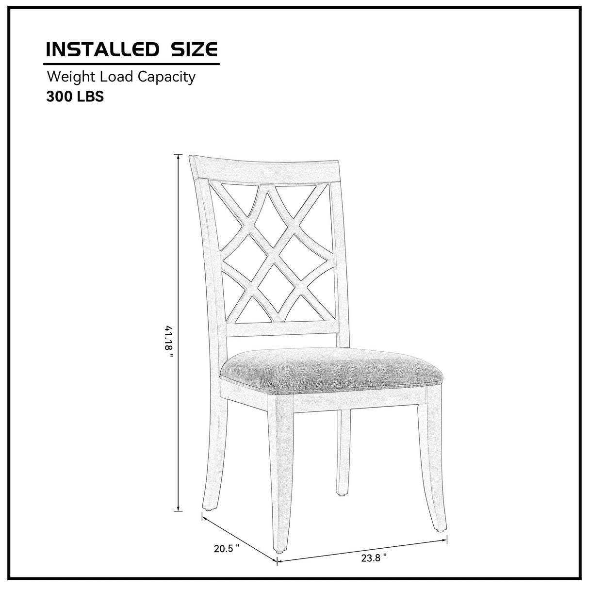 Wooden Lattice-Back Dining Chairs, Set of 2
