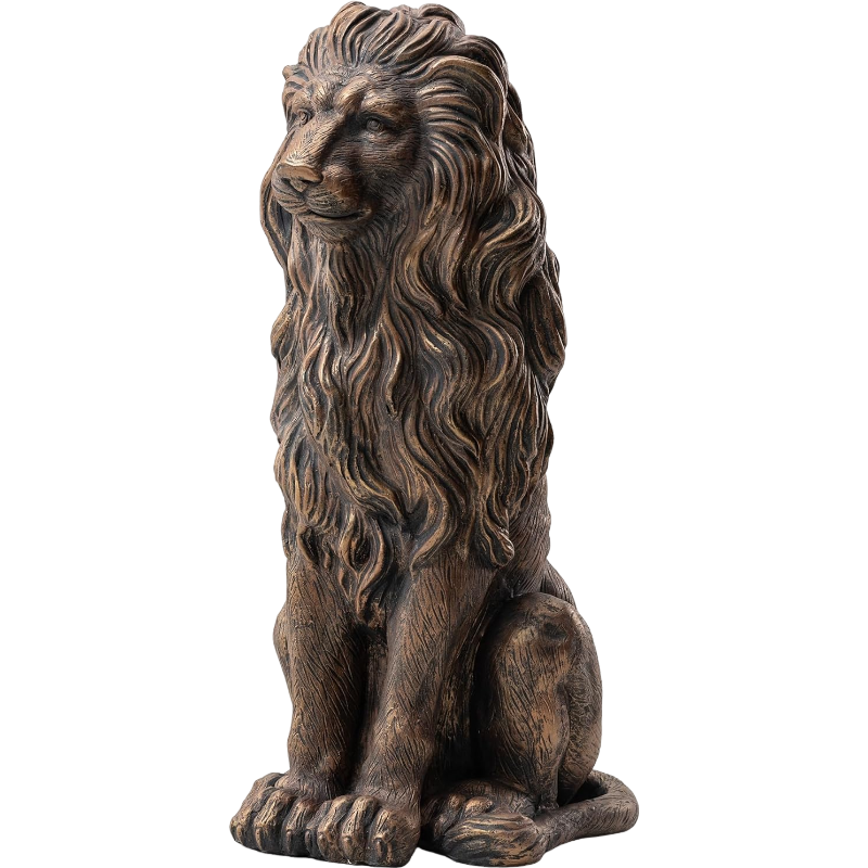 20.5" Lion Statue - Resin Outdoor Guardian Sculpture