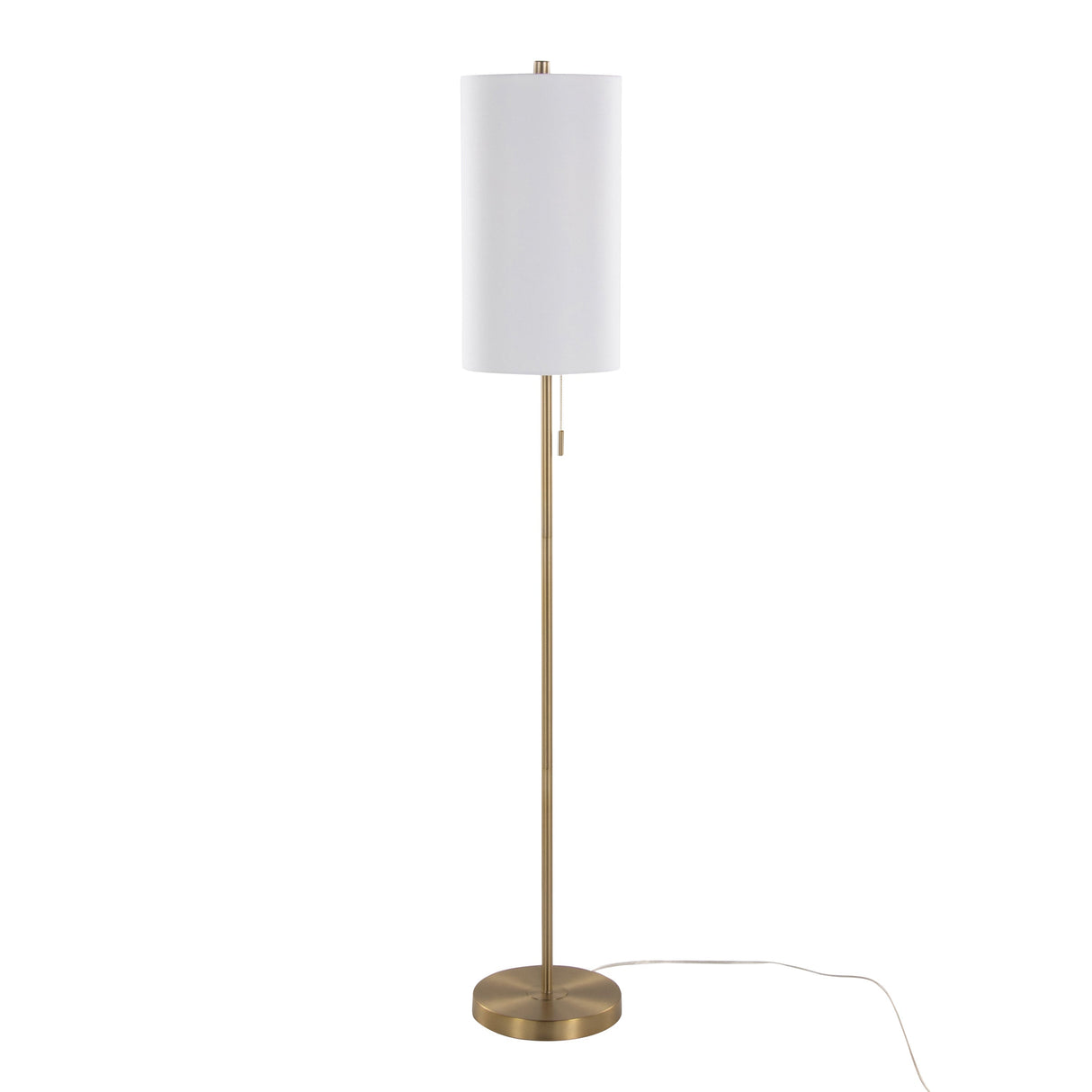 Bounty 62' Contemporary Metal Floor Lamp in Gold with White Linen Shade