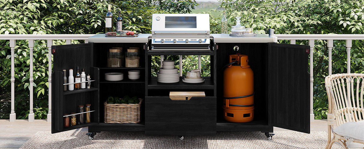 K&K 66.5' Outdoor Kitchen Island for Big Green Egg Grills