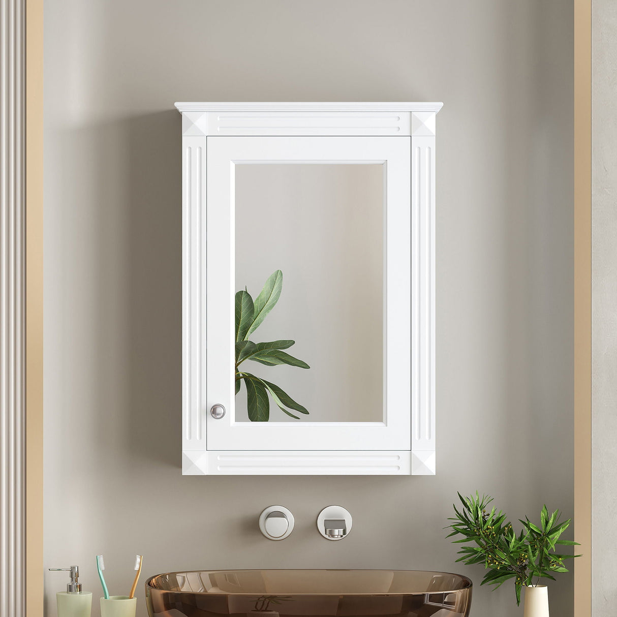 Wall Mounted Bathroom Storage Medicine Cabinet With Mirror