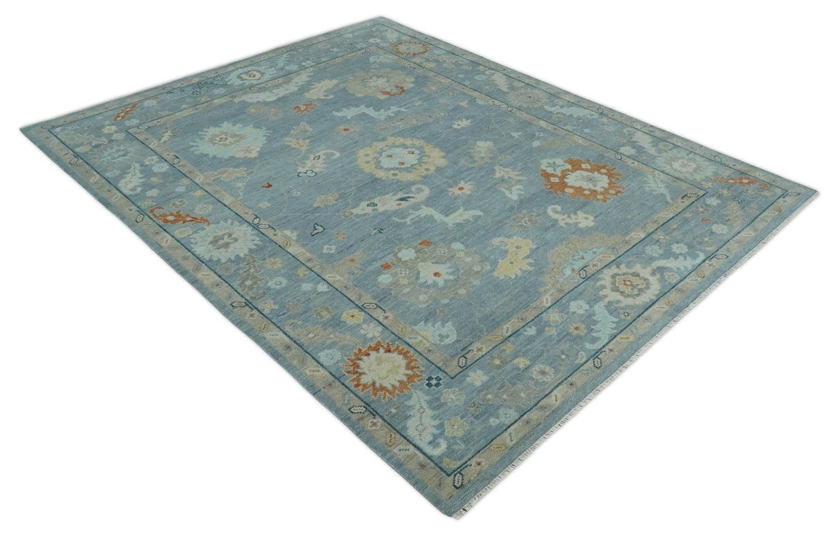 Silver and Beige Hand knotted Traditional Multi Size Oushak Wool Area Rug