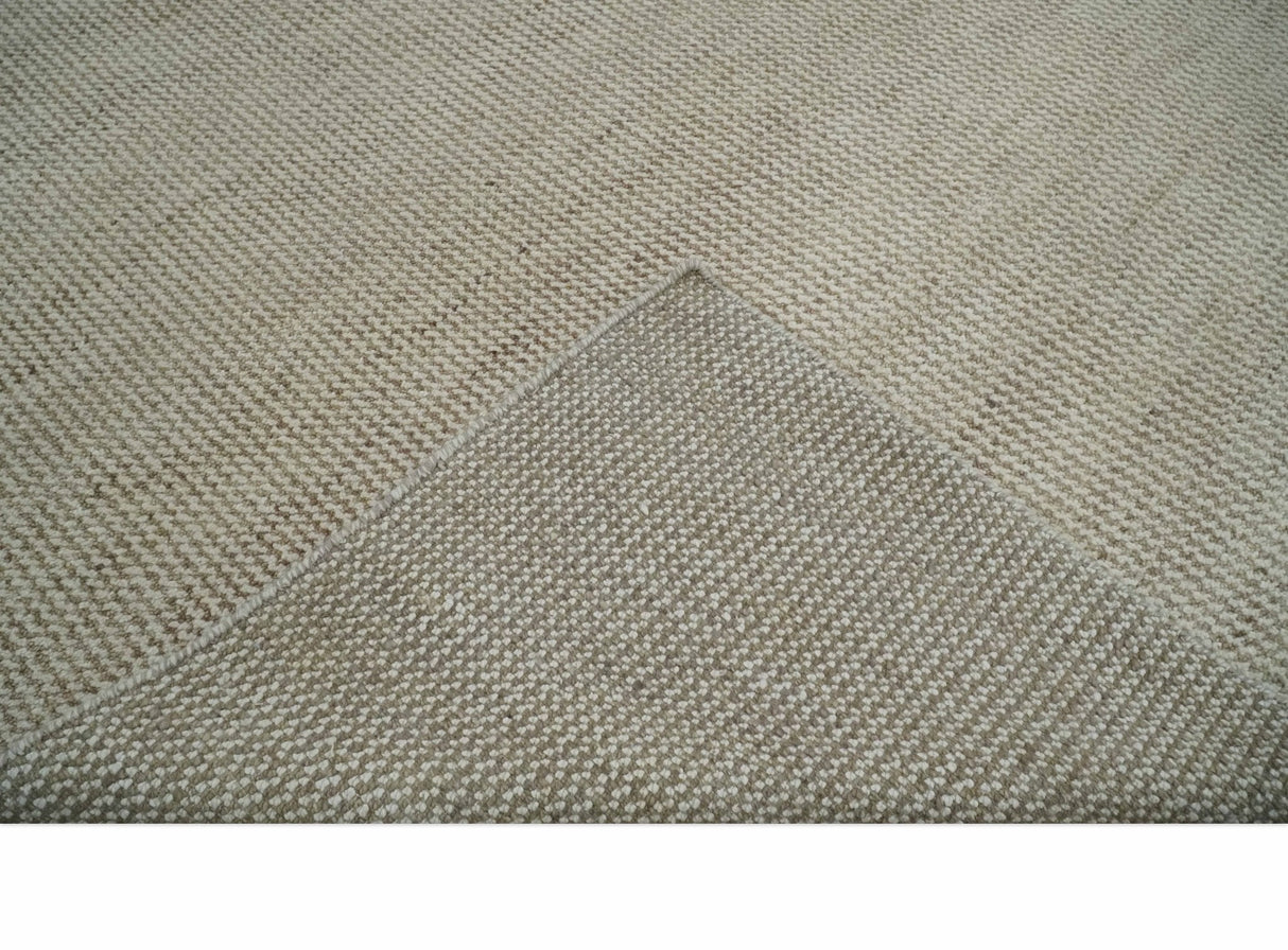 8x10 Beige and Ivory Hand Knotted Rug Contemporary area Rug