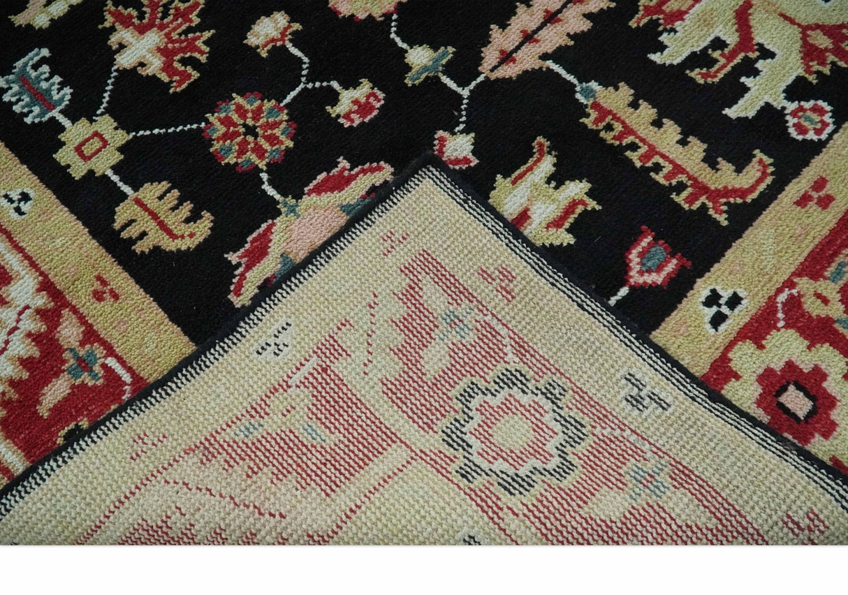 8x10 Black, Rust, and Olive Traditional Oriental Hand Knotted Wool Area Rug
