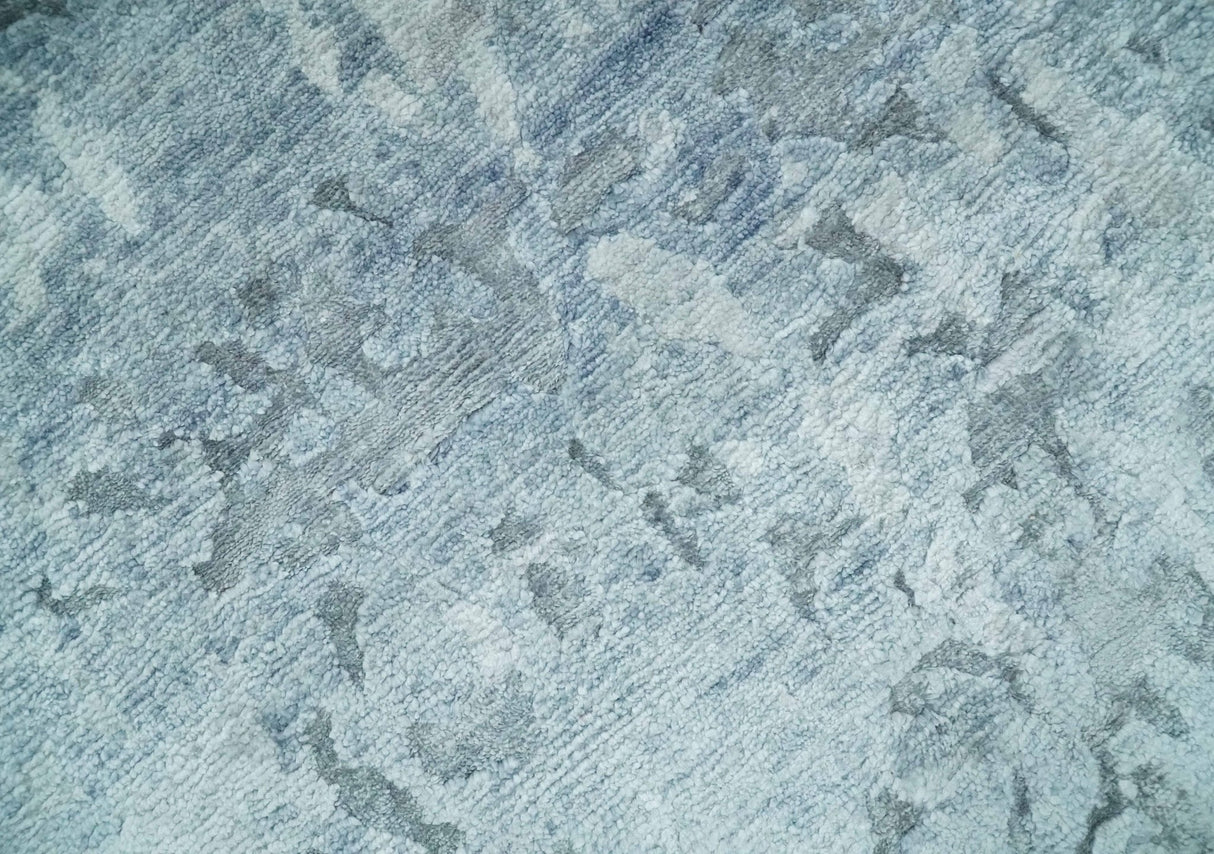 8x10 Ivory, gray and Silver Modern Abstract Hand Knotted Bamboo Silk Area Rug