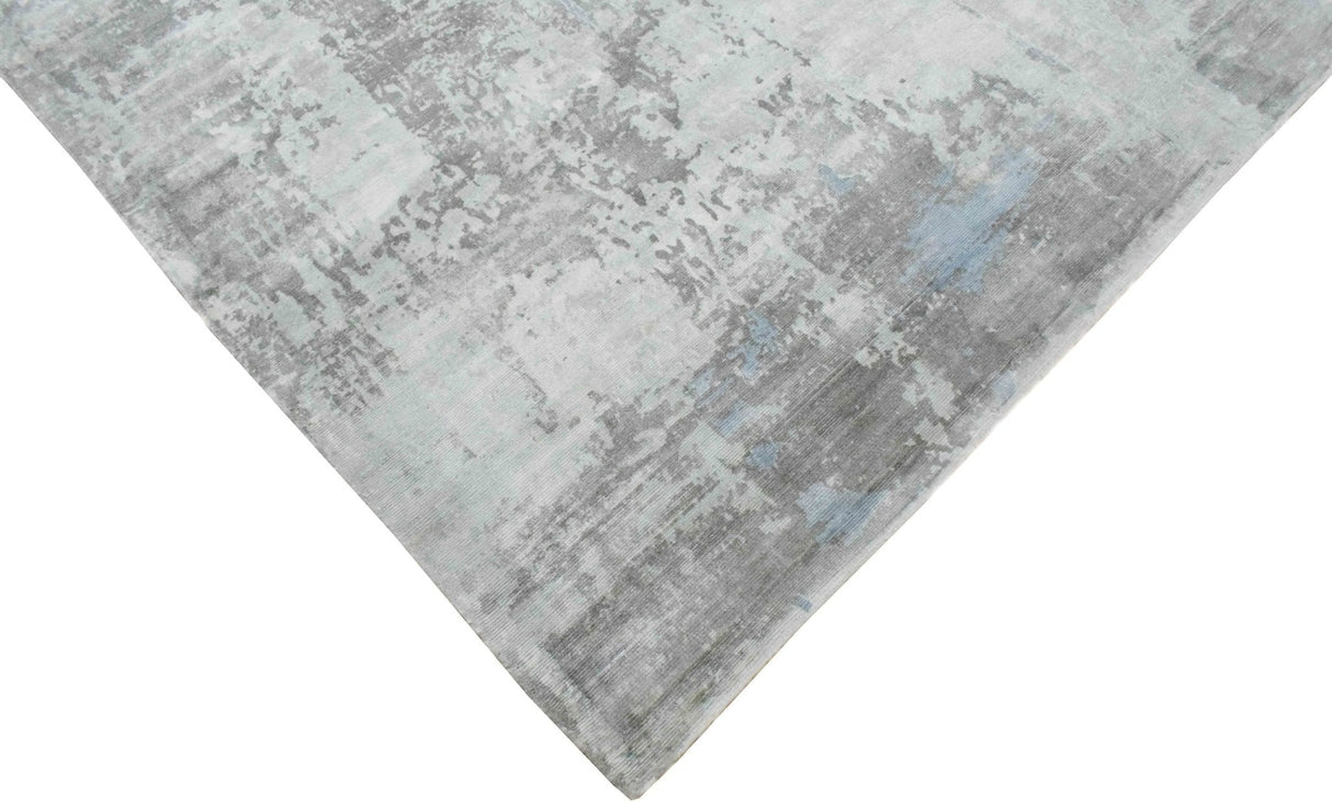 Ready to Ship Gray And Silver Modern Abstract Hand Loom 8x10 Viscose Rug