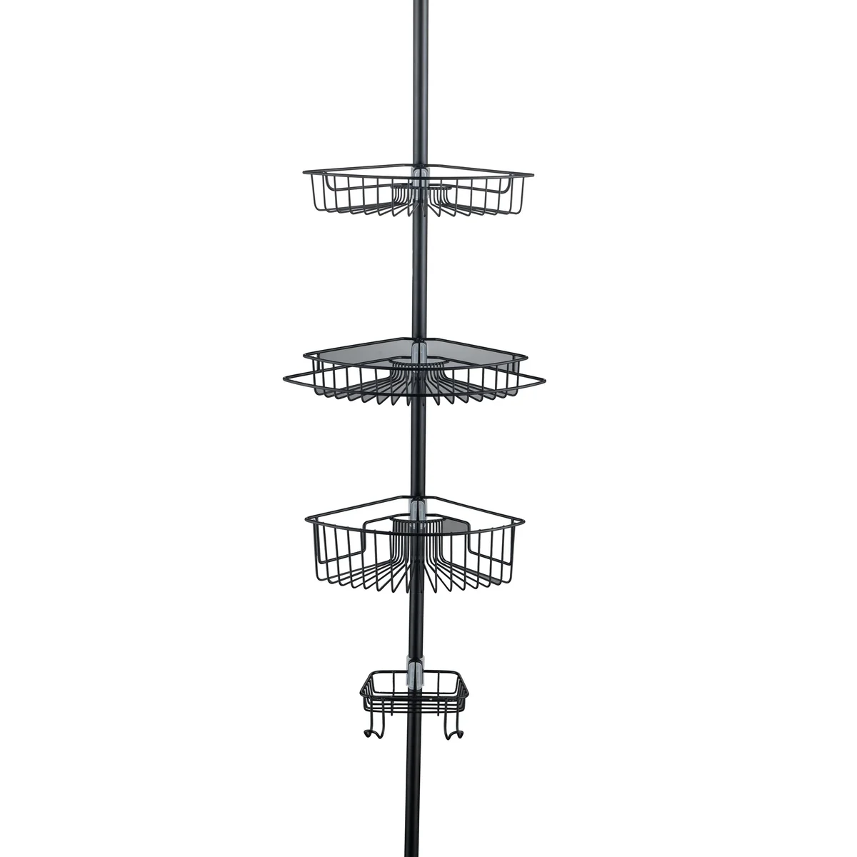 4 Tier Rustproof Shower Caddy Corner Organizer with Adjustable Shelves and Tension Pole