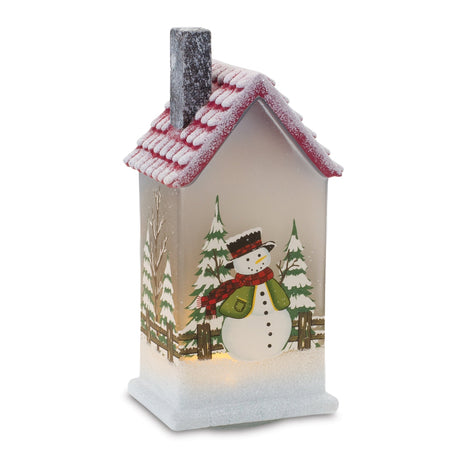 9" LED Lighted House with Snowman (Set of 2) - Tuesday Morning - Decorative Objects