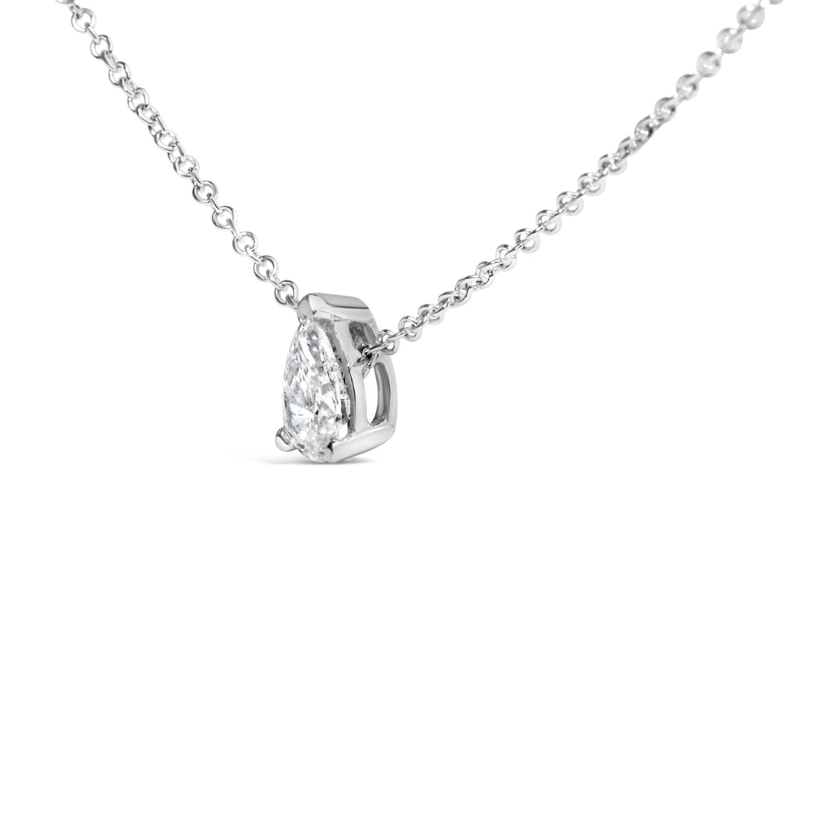 14K White Gold Pear Shape Lab Grown Diamond Solitaire Pendant Necklace (F-G Color, VS2-SI1 Clarity)