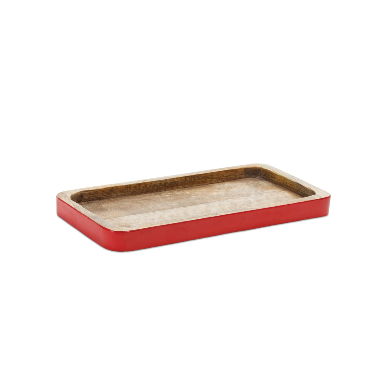 Red Trimmed Wooden Tray (Set of 2)