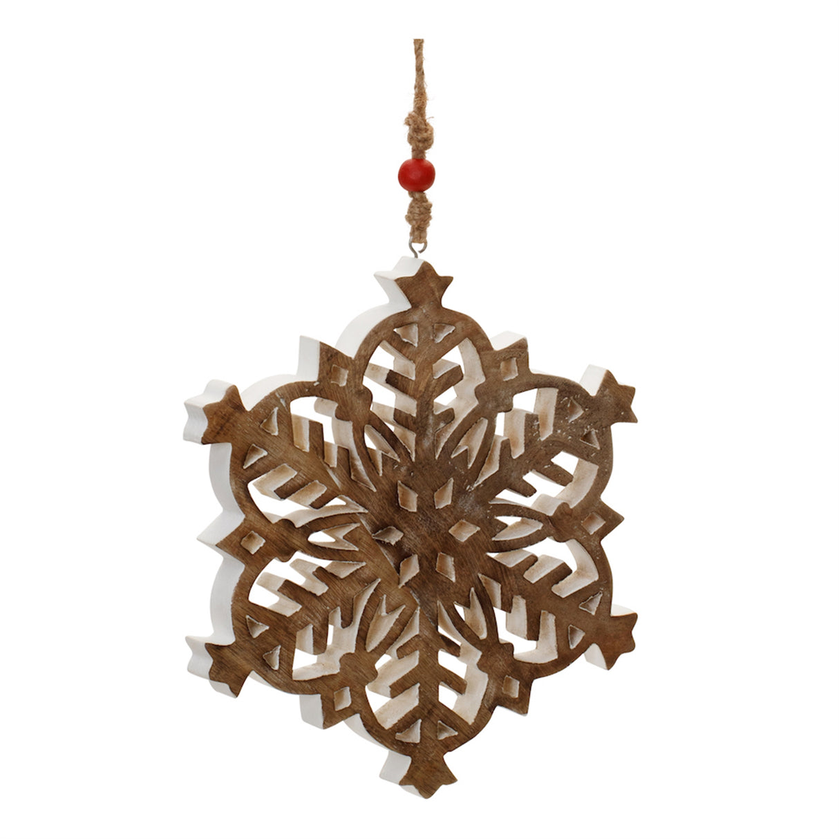 Mango-Wood-Snowflake-Cut-Out-Ornament-(Set-of-4)-Christmas-Ornaments