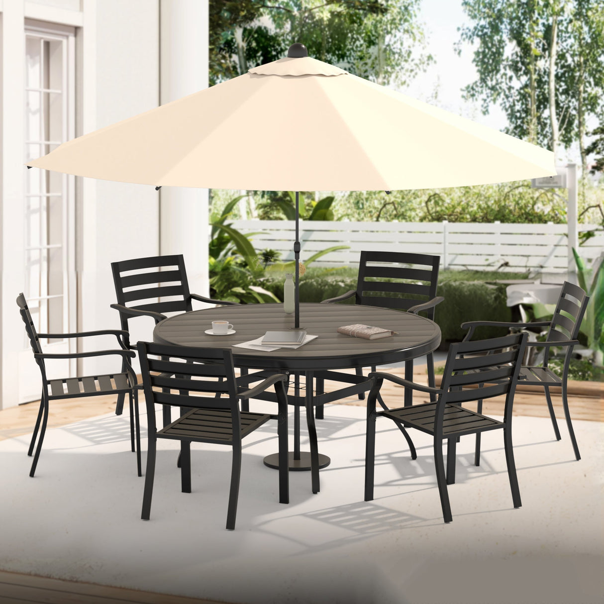 VRSHWO Iron Terrace Dining Chairs Set of 2 - Black
