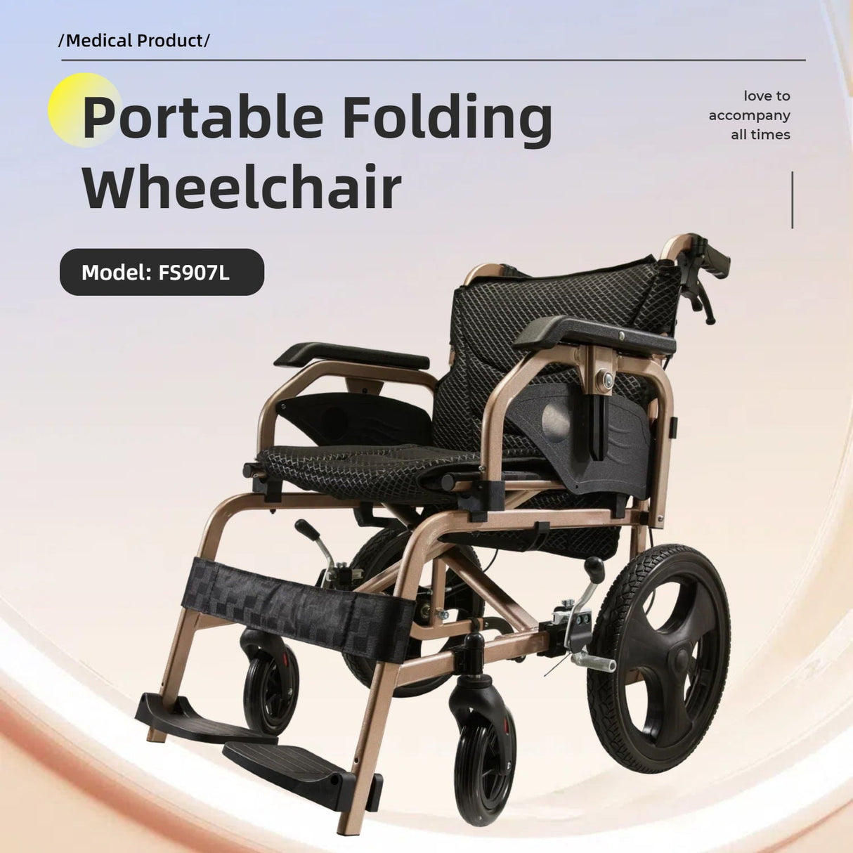 Lightweight Foldable Transport Wheelchair for Adults