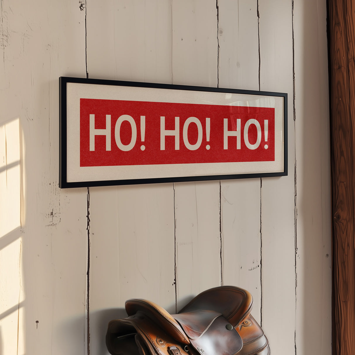 Framed Ho! Ho! Ho! Red Christmas Art Print