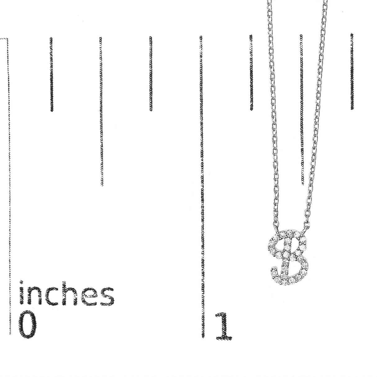 14K White Gold Diamond Accent "A-Z" Initial Script Style Pendant Necklace