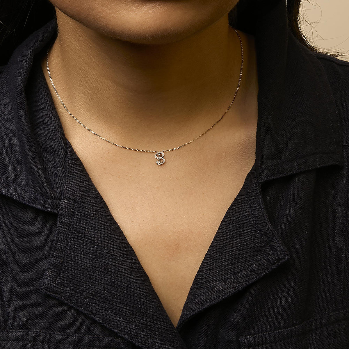 14K Yellow Gold Diamond Accent "A-Z" Initial Script Style Pendant Necklace