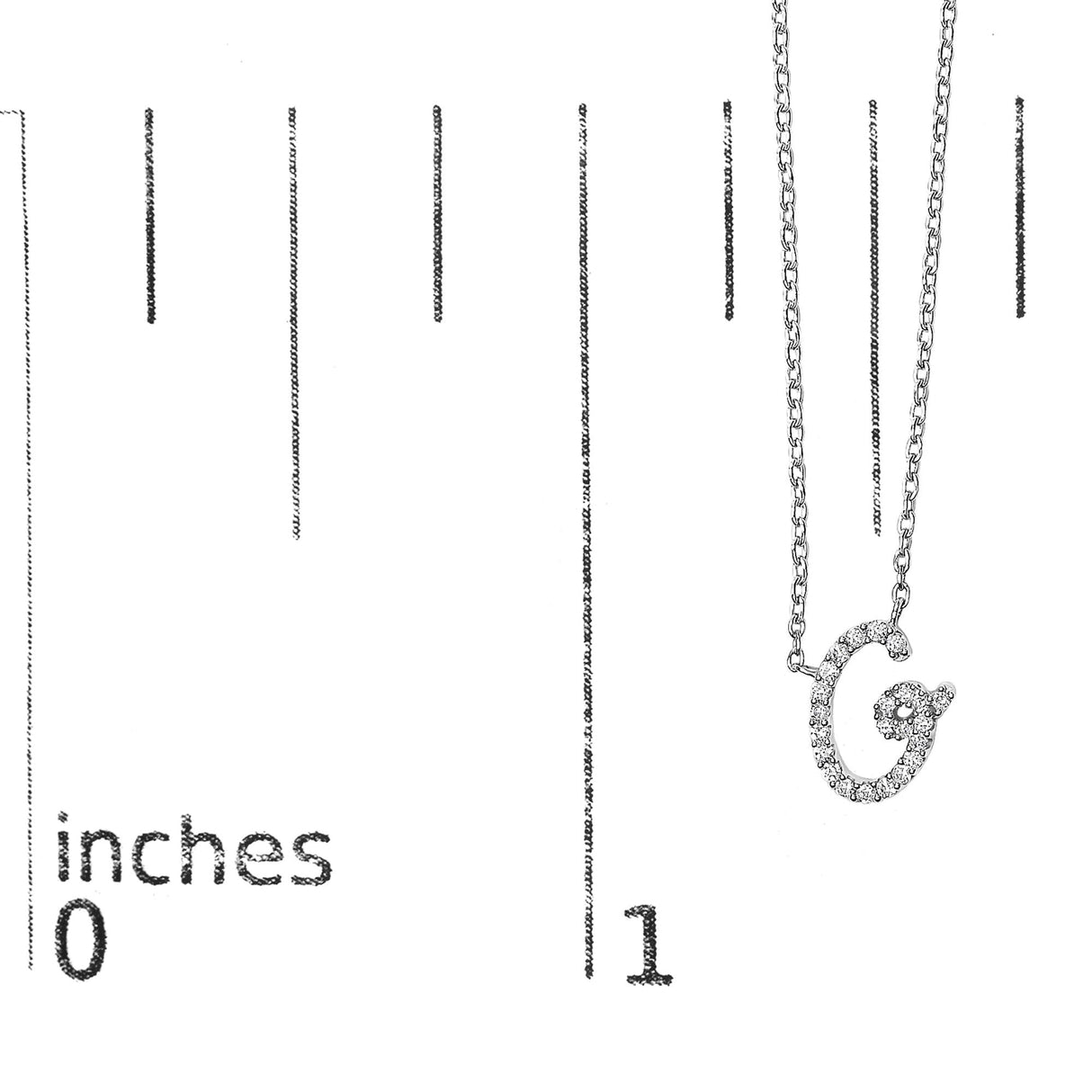 10K White Gold Diamond Accent A-Z Initial Script Style Pendant Necklace