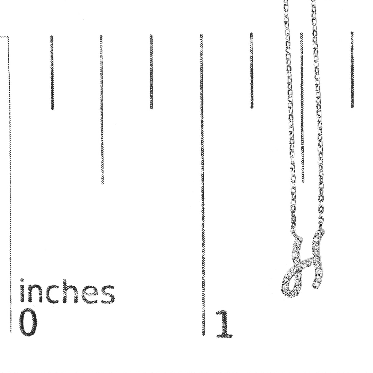 10K White Gold Diamond Accent A-Z Initial Script Style Pendant Necklace