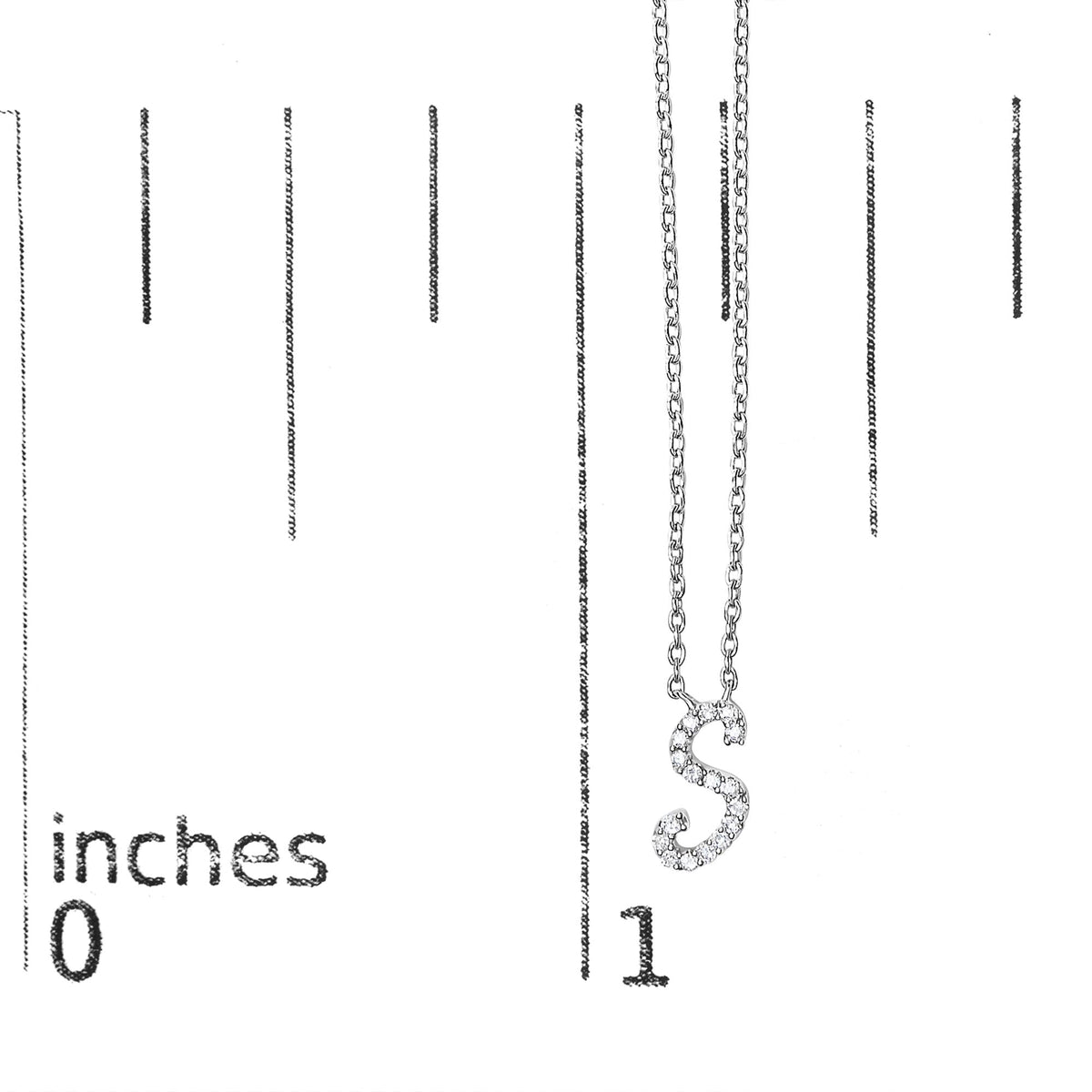 10K White Gold Diamond Accent A-Z Initial Script Style Pendant Necklace