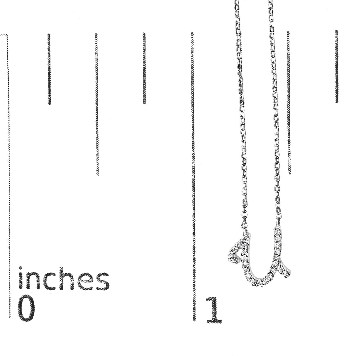 10K White Gold Diamond Accent A-Z Initial Script Style Pendant Necklace
