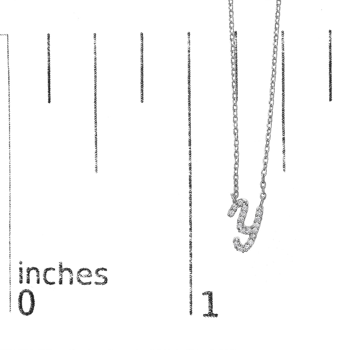 10K White Gold Diamond Accent A-Z Initial Script Style Pendant Necklace