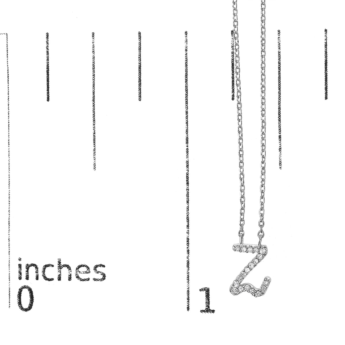10K White Gold Diamond Accent A-Z Initial Script Style Pendant Necklace