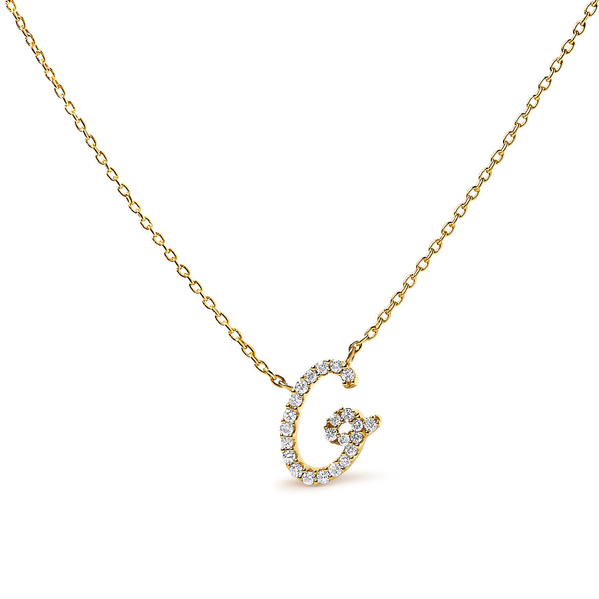 14K White Gold Diamond Accent "A" Initial Script Style Pendant Necklace