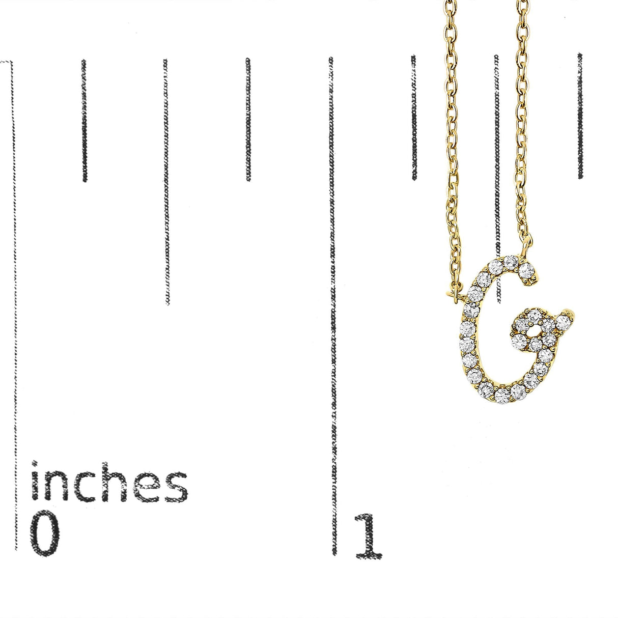 14K Yellow Gold Diamond Accent "A-Z" Initial Script Style Pendant Necklace