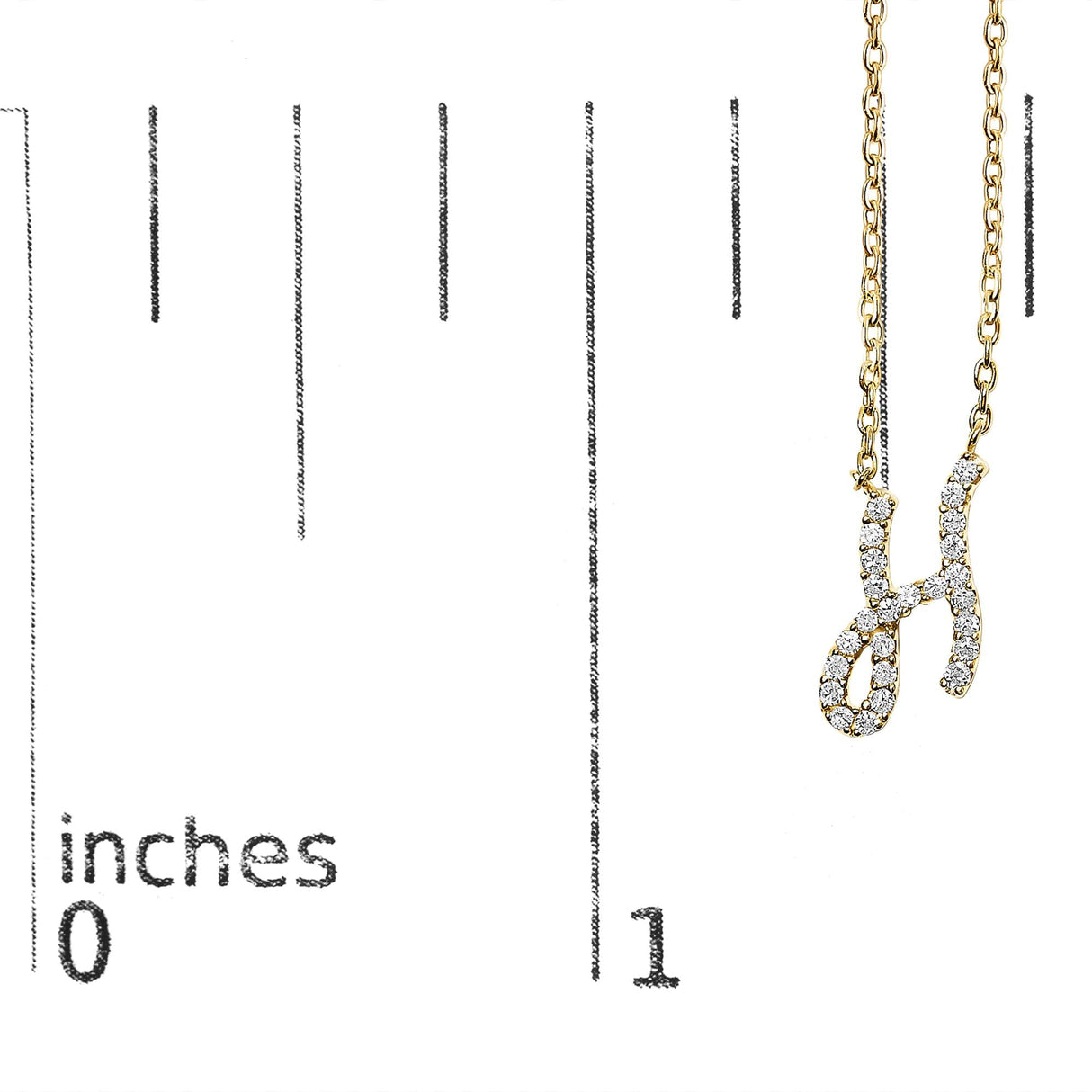 14K Yellow Gold Diamond Accent "A-Z" Initial Script Style Pendant Necklace